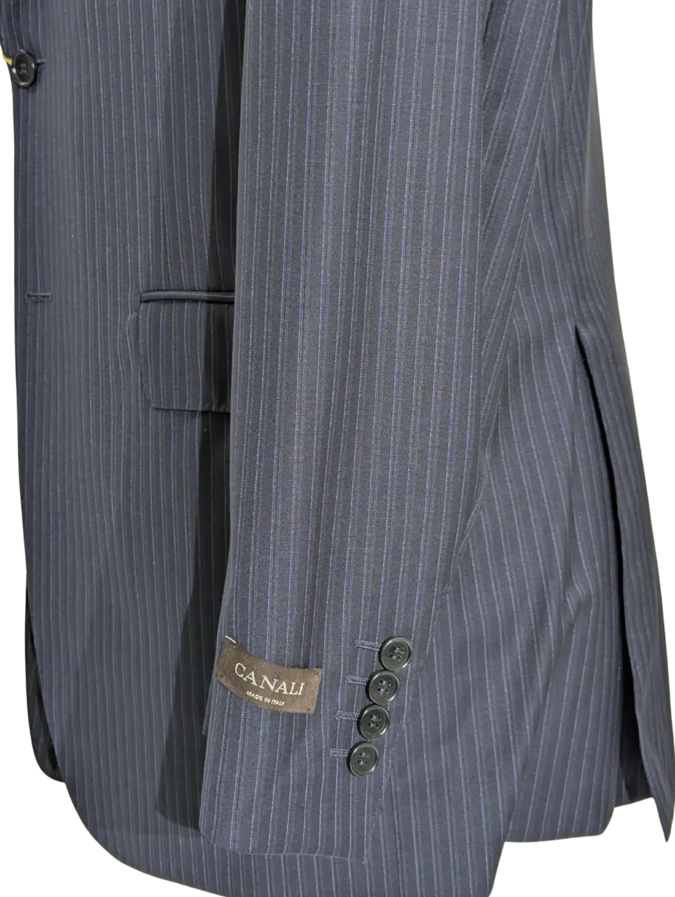 Canali Navy Pinstriped Fully-Canvassed 100% Wool Suit 40L