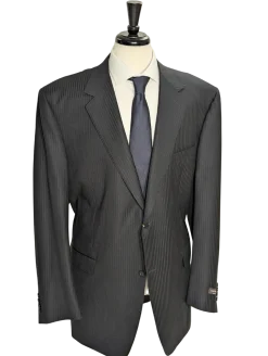 Canali Navy Pinstriped Fully-Canvassed Wool-Silk Suit 50L