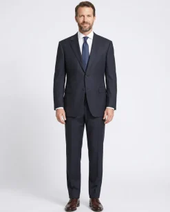 Canali Navy Pinstriped Fully-Canvassed Wool-Silk Suit 50L
