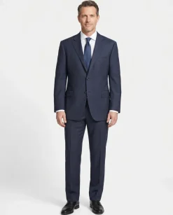 Canali Navy Pinstriped 100% Wool 2 Button Suit 48R