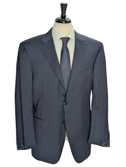 Canali Navy Pinstriped 100% Wool 2 Button Suit 48R
