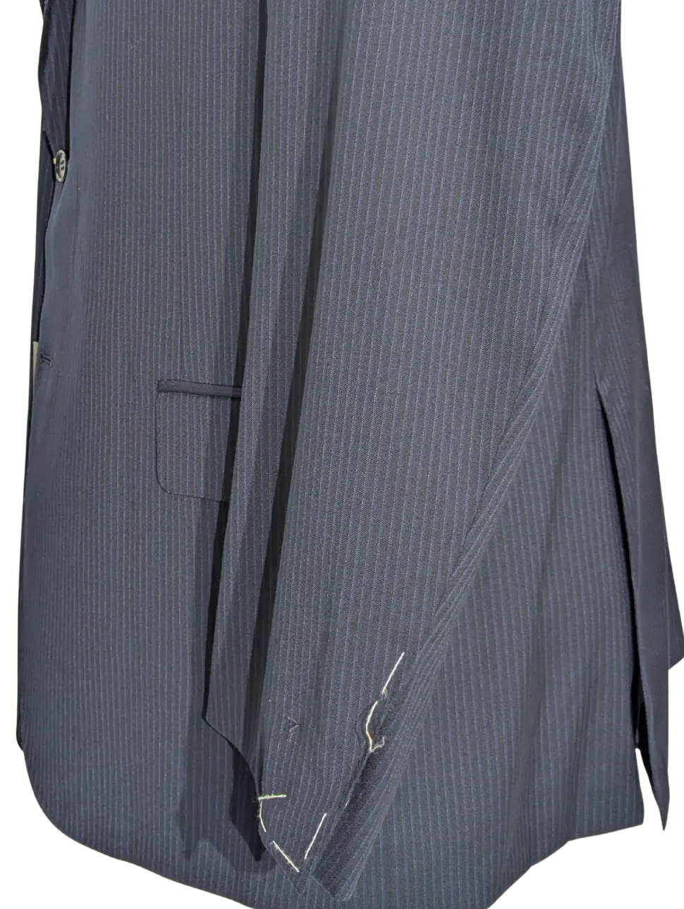 Canali Navy Pinstriped 100% Wool 2 Button Suit 48R