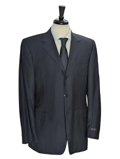 Canali Navy Pinstriped 100% Wool 3-Button Suit 40L