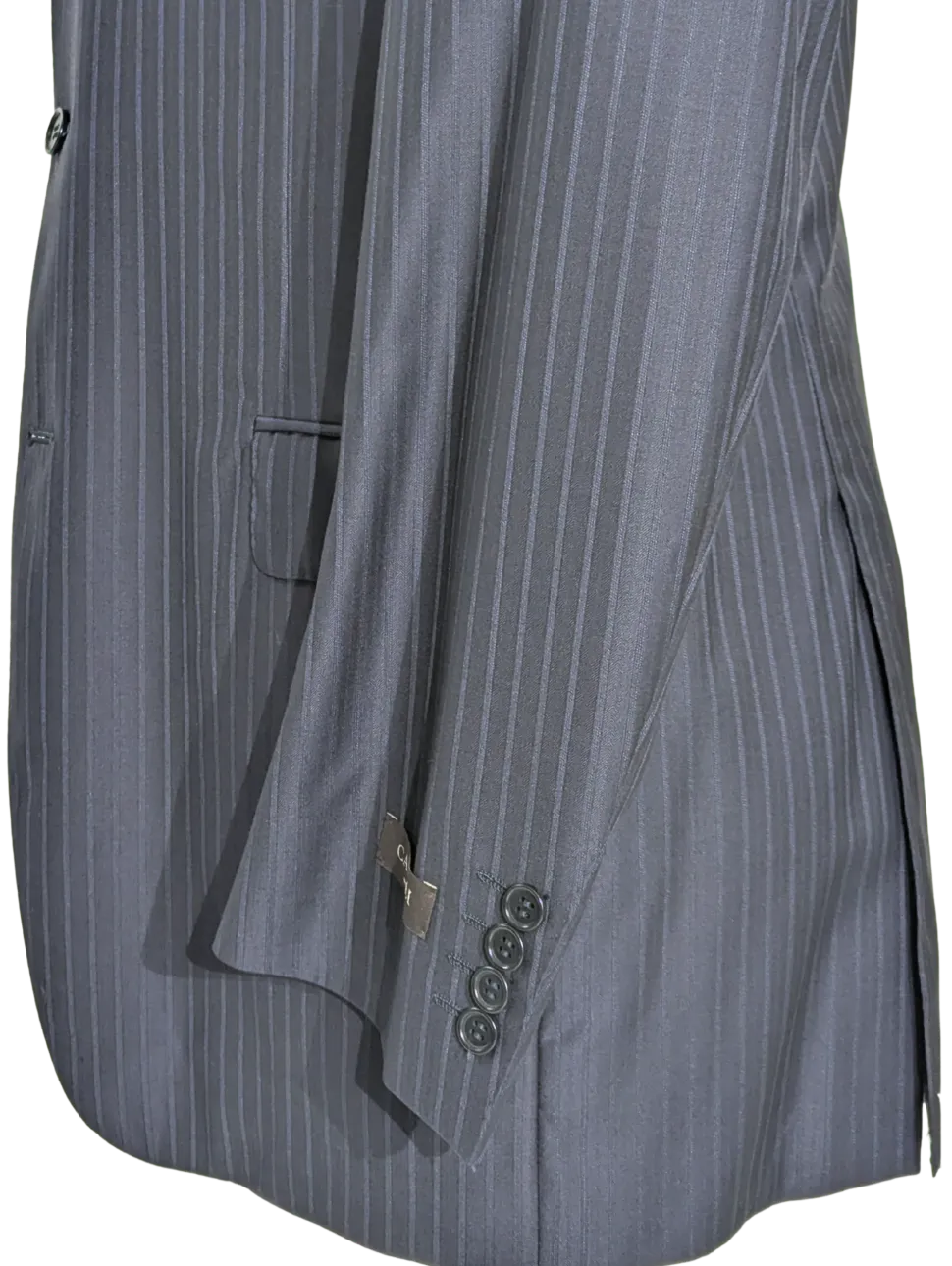Canali Navy Pinstriped 100% Wool 3-Button Suit 40L