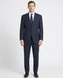 Canali Navy Pinstriped 100% Wool 2 Button Suit 50L