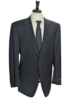 Canali Navy Pinstriped 100% Wool 2 Button Suit 50L