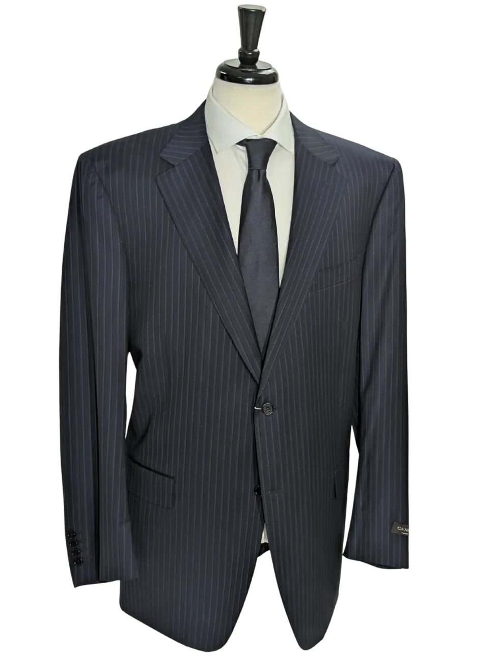 Canali Navy Pinstriped 100% Wool 2 Button Suit 50L