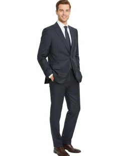 Canali Navy Pinstriped 100% Wool 2 Button Suit 50L