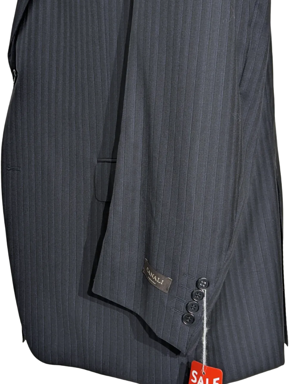 Canali Navy Pinstriped 100% Wool 2 Button Suit 52L