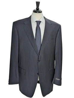 Canali Navy Pinstriped 100% Wool 2 Button Suit 52L
