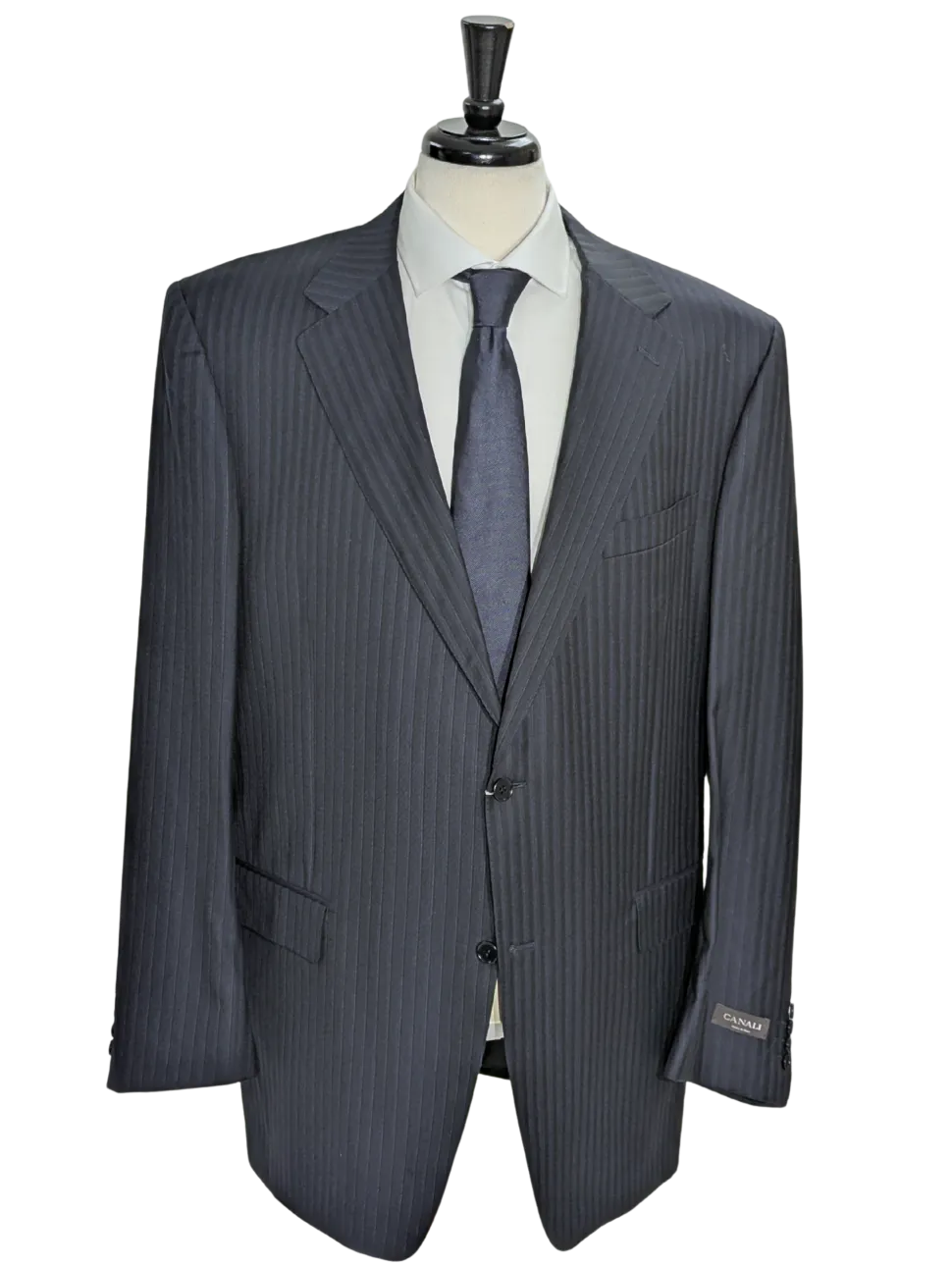 Canali Navy Pinstriped 100% Wool 2 Button Suit 52L