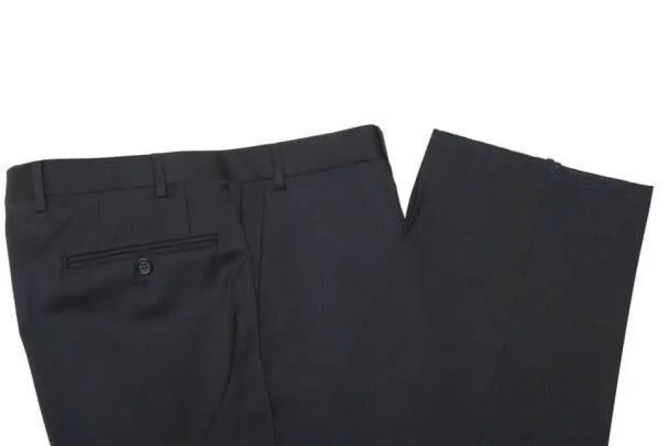 Canali Solid Black 100% Wool 2 Button Suit 46L