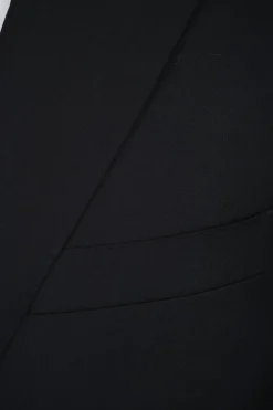 Canali Solid Black 100% Wool 2 Button Suit 46L