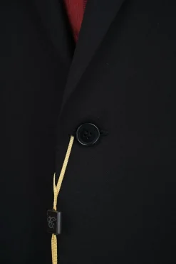 Canali Solid Black 100% Wool 2 Button Suit 46L