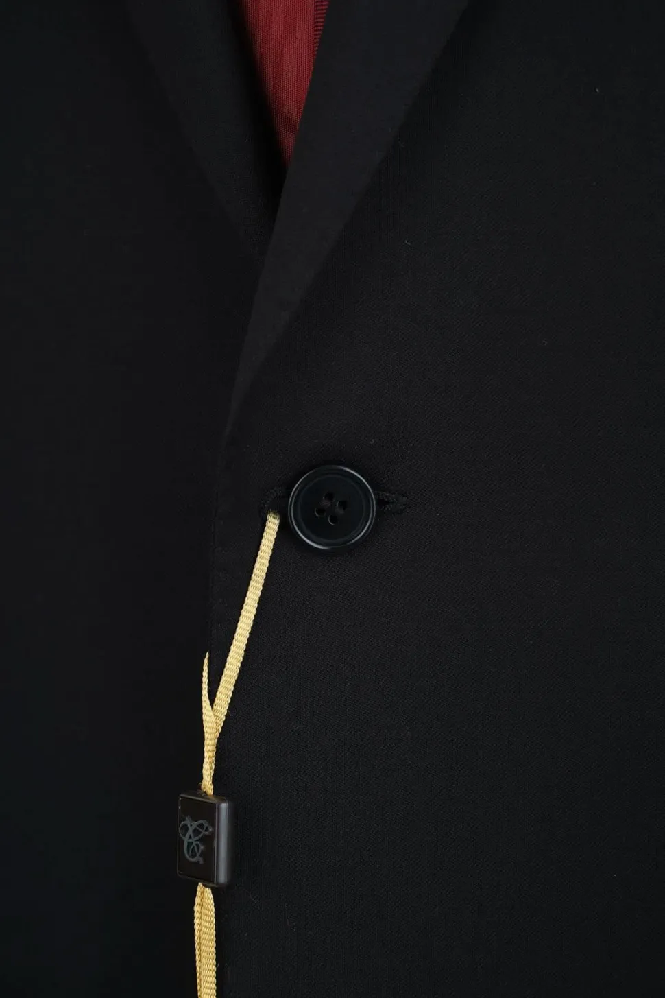 Canali Solid Black 100% Wool 2 Button Suit 46L