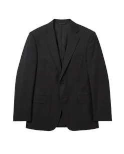 Canali 1934 Solid Black Wool Modern Fit Notch Lapel 2 Button Suit