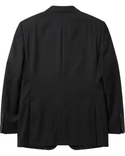 Canali 1934 Solid Black Wool Modern Fit Notch Lapel 2 Button Suit