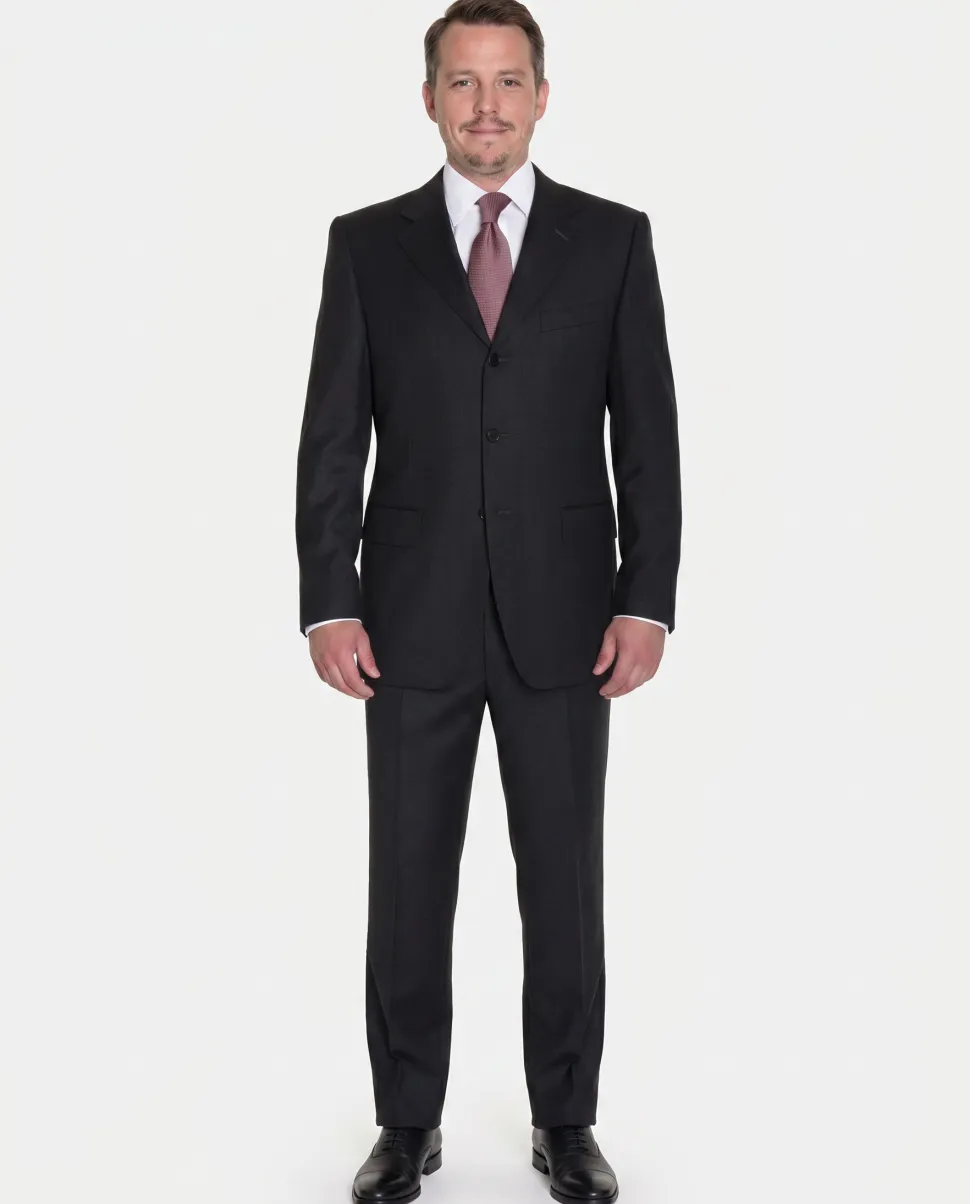 Canali Solid Charcoal 3-Button 100% Wool Suit 38S