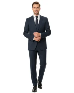 Canali Solid Dark Blue 100% Wool 2 Button Suit 38R