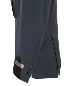 Canali Solid Dark Blue 100% Wool 2 Button Suit 38R