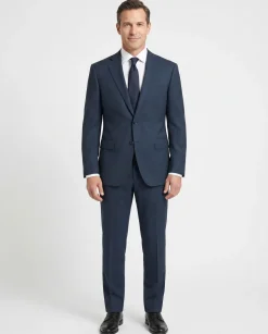 Canali Solid Dark Blue 100% Wool 2 Button Suit 38R