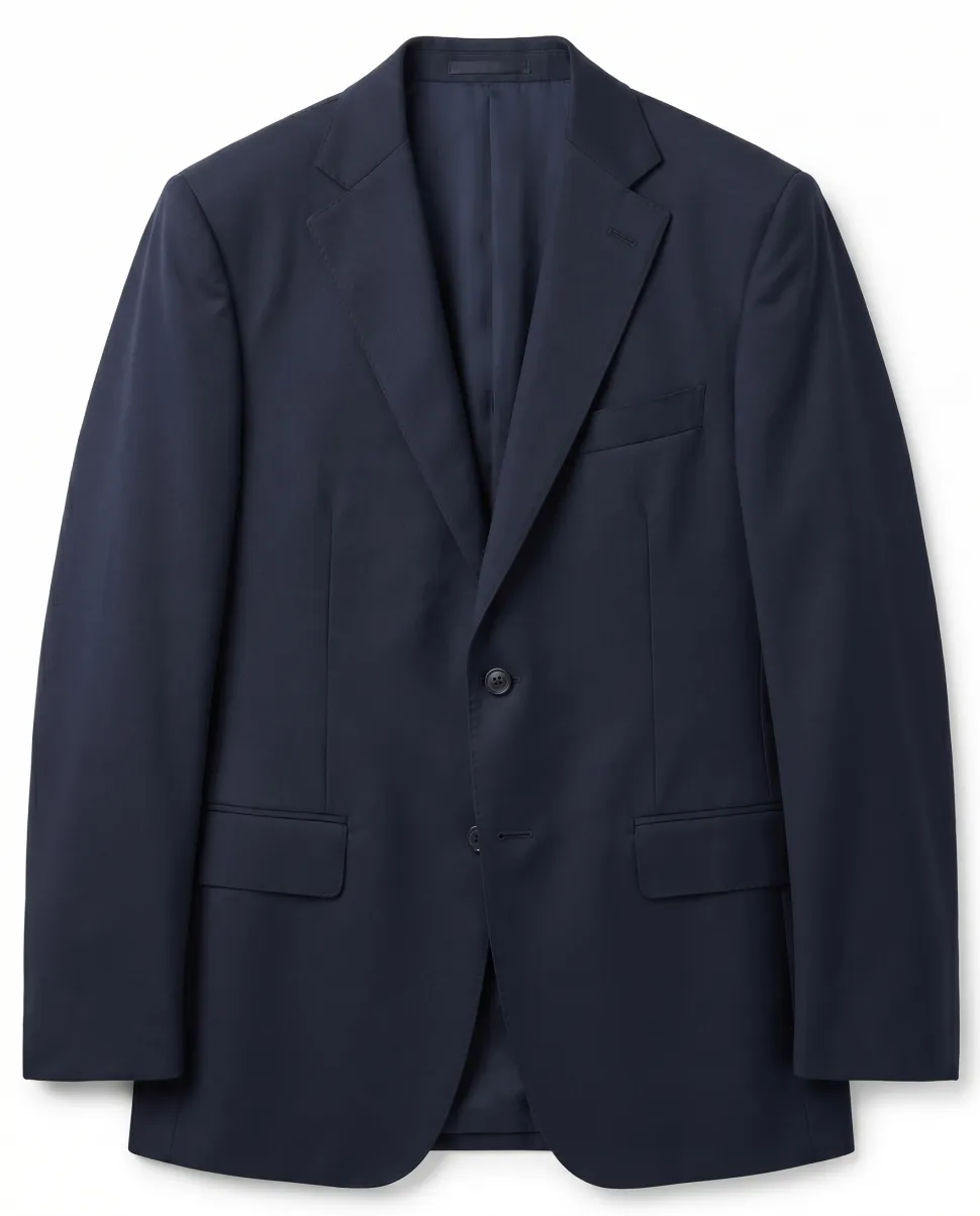 Canali Solid Dark Navy Modern Fit Notch Lapel Canvassed Wool 2-Button Suit 38R