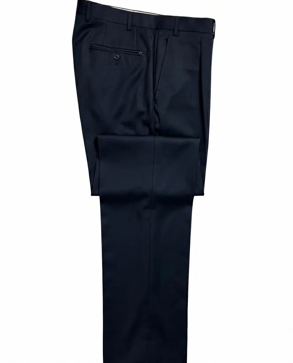 Canali Solid Dark Navy Modern Fit Notch Lapel Canvassed Wool 2-Button Suit 38R