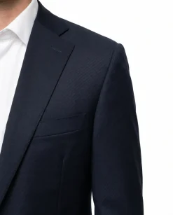 Canali Solid Dark Navy Modern Fit Notch Lapel Canvassed Wool 2-Button Suit 38R