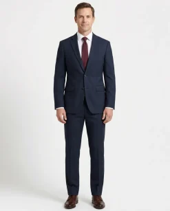 Canali Solid Dark Navy Modern Fit Notch Lapel Canvassed Wool 2-Button Suit 38R