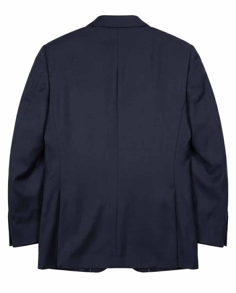 Canali Solid Dark Navy Modern Fit Notch Lapel Canvassed Wool 2-Button Suit 38R