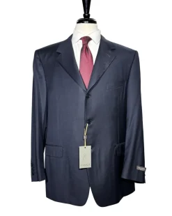 Canali Solid Midnight Navy Modern Fit Notch Lapel Wool 3-Button Suit 48L