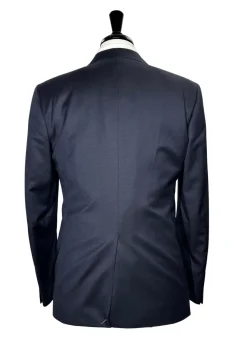 Canali Solid Navy Slim Fit Notch Lapel Canvassed Wool 3-Piece Suit 38R