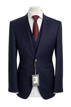 Canali Solid Navy Slim Fit Shawl Lapel Wool 3-Piece Suit 38R