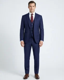 Canali Solid Navy Slim Fit Shawl Lapel Wool 3-Piece Suit 38R