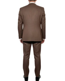 Canuti Brown Houndstooth Modern Fit Peak Lapels Double Breasted Suit
