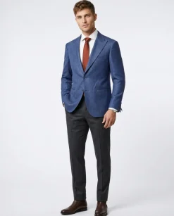 Canuti By Steven Land Mens Blue Textured 2 Button Blazer Sportcoat