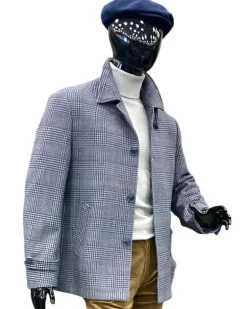 Canuti By Steven Land Mens Blue Plaid 100% Wool 4 Button Overcoat