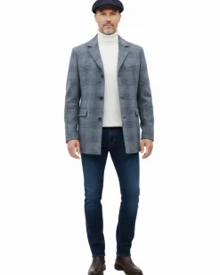 Canuti By Steven Land Mens Blue Plaid 100% Wool 4 Button Overcoat