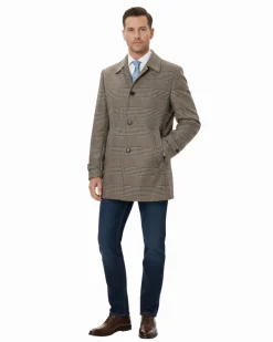 Canuti By Steven Land Mens Brown Plaid 100% Wool Overcoat
