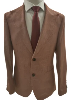 Canuti By Steven Land Mens Orange Textured 2 Button Blazer Sportcoat