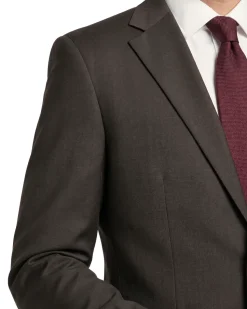 Canuti By Steven Land Mens Solid Brown Classic Fit Notch Lapel 2-Button Wool Suit