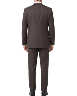 Canuti By Steven Land Mens Solid Brown Classic Fit Notch Lapel 2-Button Wool Suit