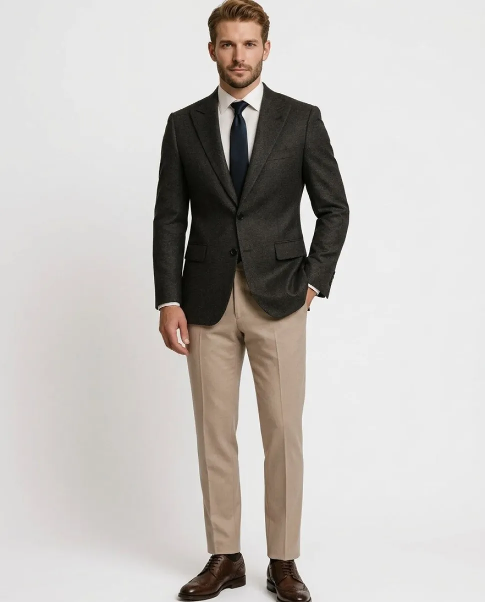 Canuti By Steven Land Textured Black Modern Fit 2 Button Blazer Sportcoat