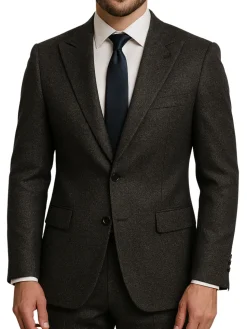 Canuti By Steven Land Textured Black Modern Fit 2 Button Blazer Sportcoat
