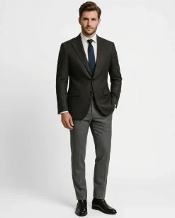 Canuti By Steven Land Textured Black Modern Fit 2 Button Blazer Sportcoat