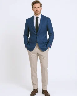 Canuti By Steven Land Textured Royal Blue Modern Fit Peak Lapel 2 Button Blazer Sportcoat