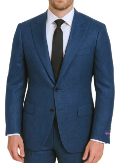 Canuti By Steven Land Textured Royal Blue Modern Fit Peak Lapel 2 Button Blazer Sportcoat