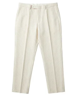 Canuti Cream & Blue Stripe Modern Fit Peak Lapel Stretch Double Breasted Seersucker Suit