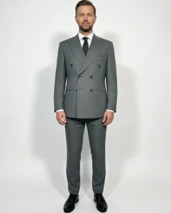 Canuti Green Houndstooth Modern Fit Peak Lapels Double Breasted Suit