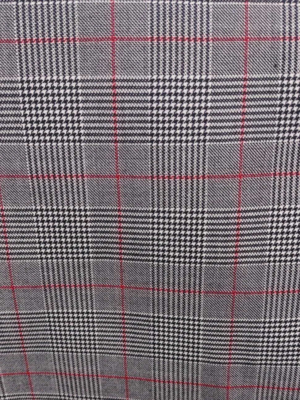 Canuti Men’s Grey Glen Plaid Red Windowpane Wool Suit with Peak Lapels